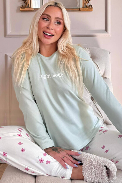 Mint Mode Desenli Termal Kadın Pijama Takımı - Pijamaevi