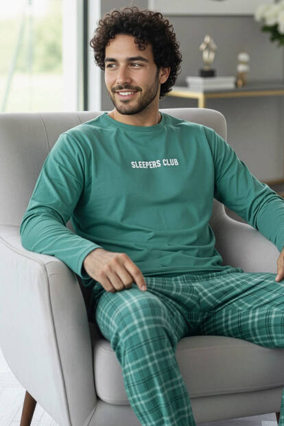 Mint Sleepers Stylish Erkek Uzun Kol Pijama Takımı - Pijamaevi