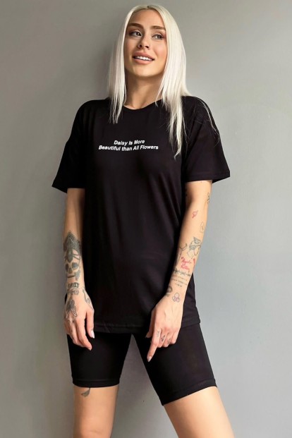 More Beautiful Şortlu Örme Kısa Kollu Taytlı Pijama Takımı - Pijamaevi