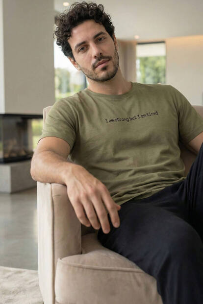 Urban Olive Strong Baskılı Kısa Kollu Cotton Erkek Pijama Takımı - Pijamaevi